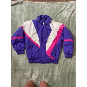 Vintage 90s Subella Celtech Color Block Puffer Jacket Purple Pink White Women's